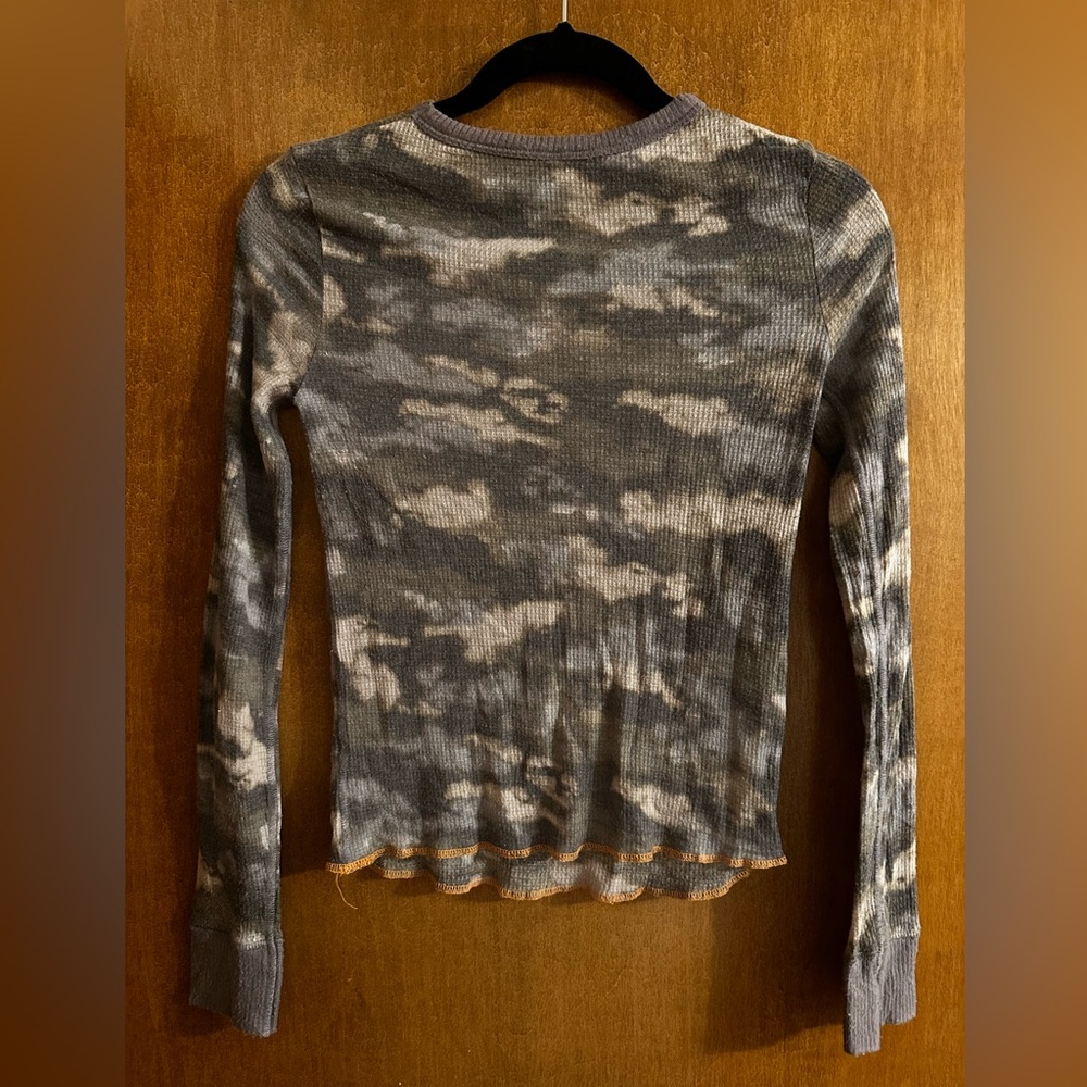 Gray Camouflage Long Sleeve Top